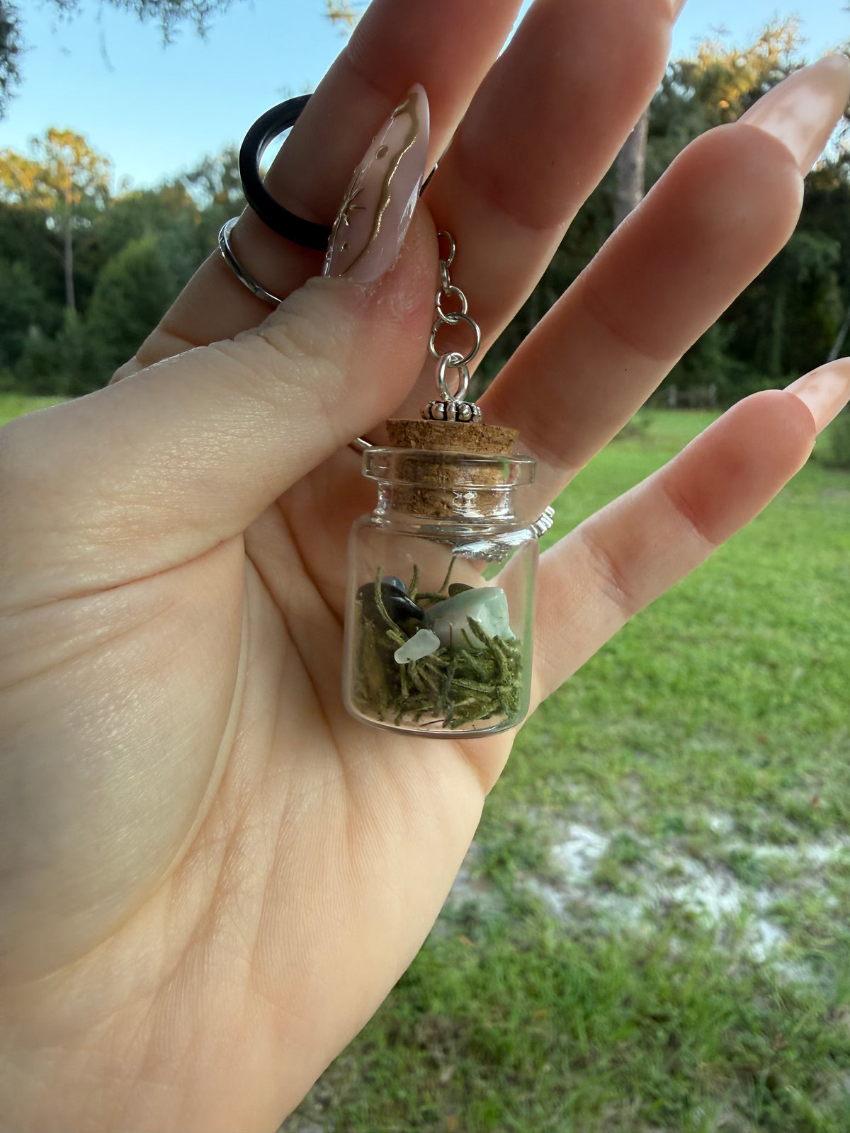 Amazonite Chip Bottle keychain
