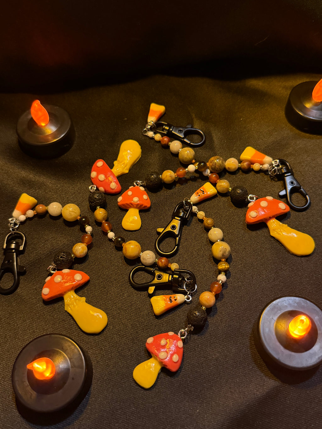 Candy Corn Mushroom Keychain