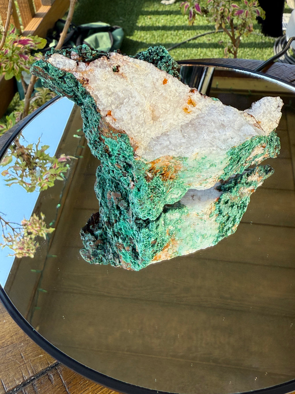 Malachite with quartz