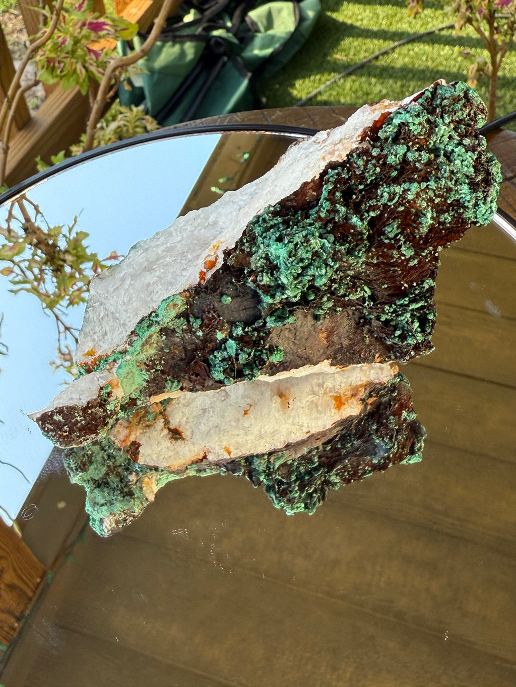 Malachite with quartz