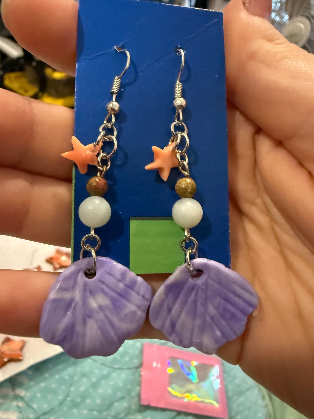 Shell Earrings Amazonite