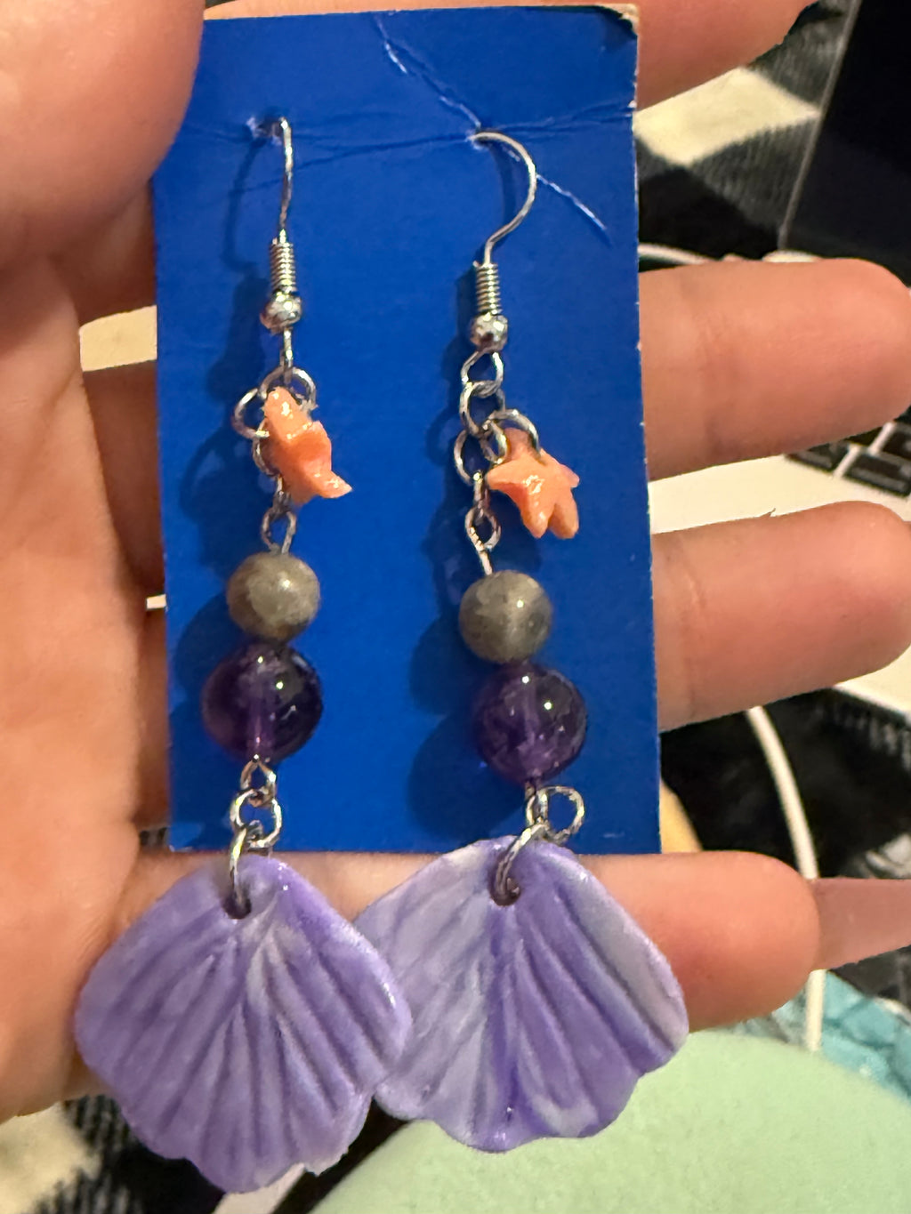 Shell Earrings Amethyst