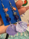 Shell Earrings Amethyst