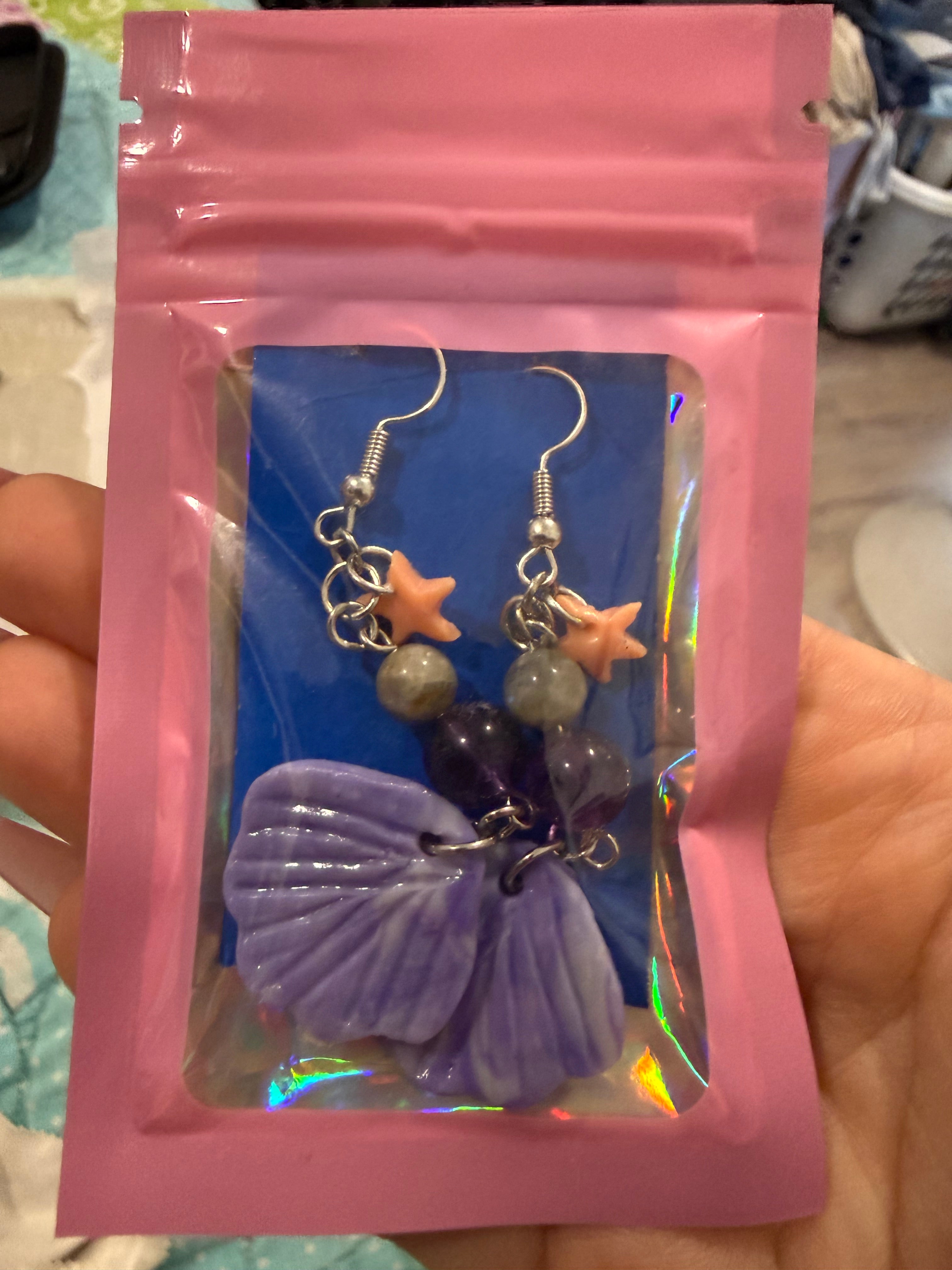 Shell Earrings Amethyst