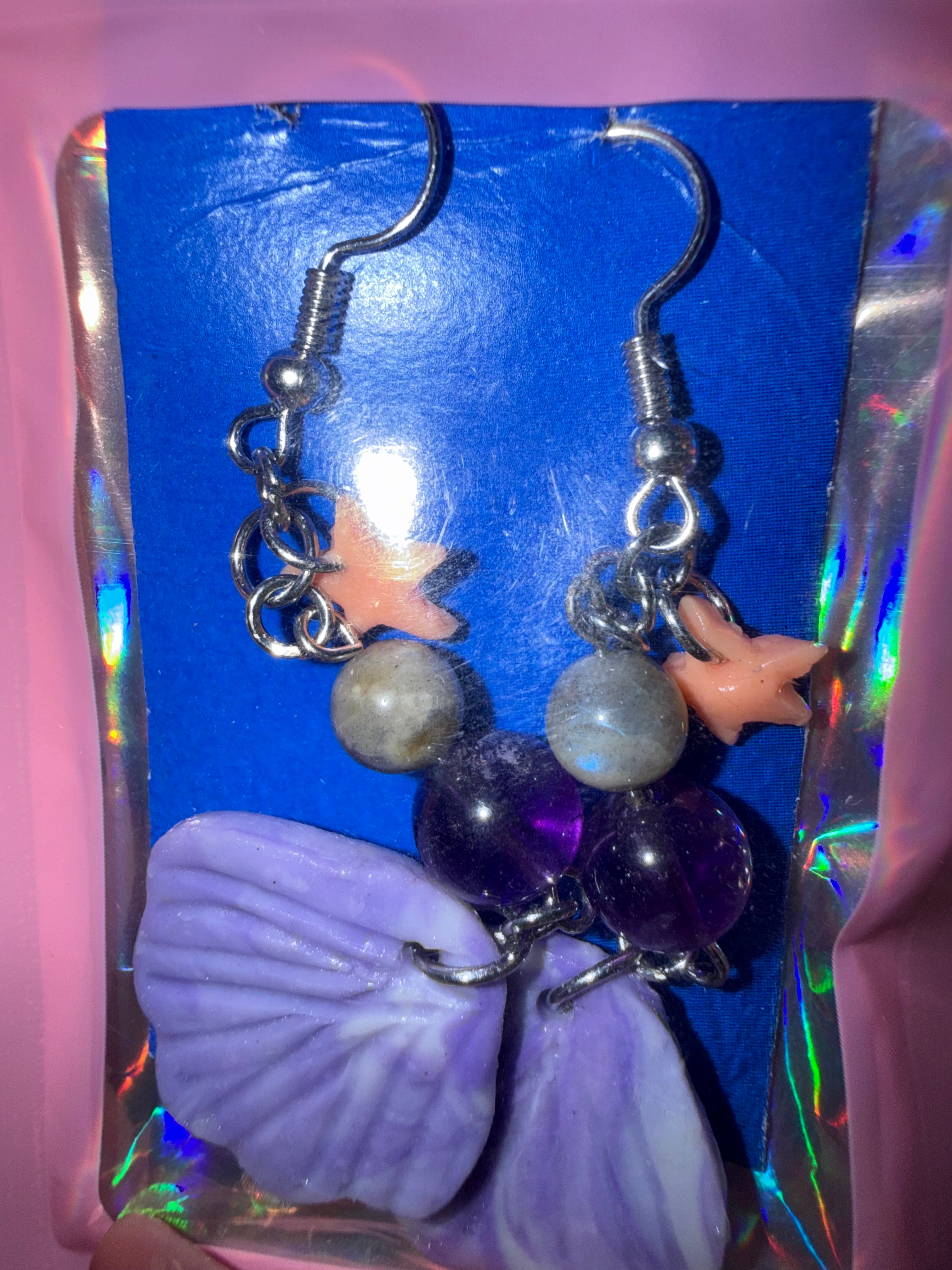 Shell Earrings Amethyst