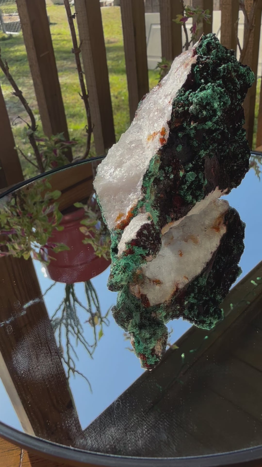 Malachite with quartz