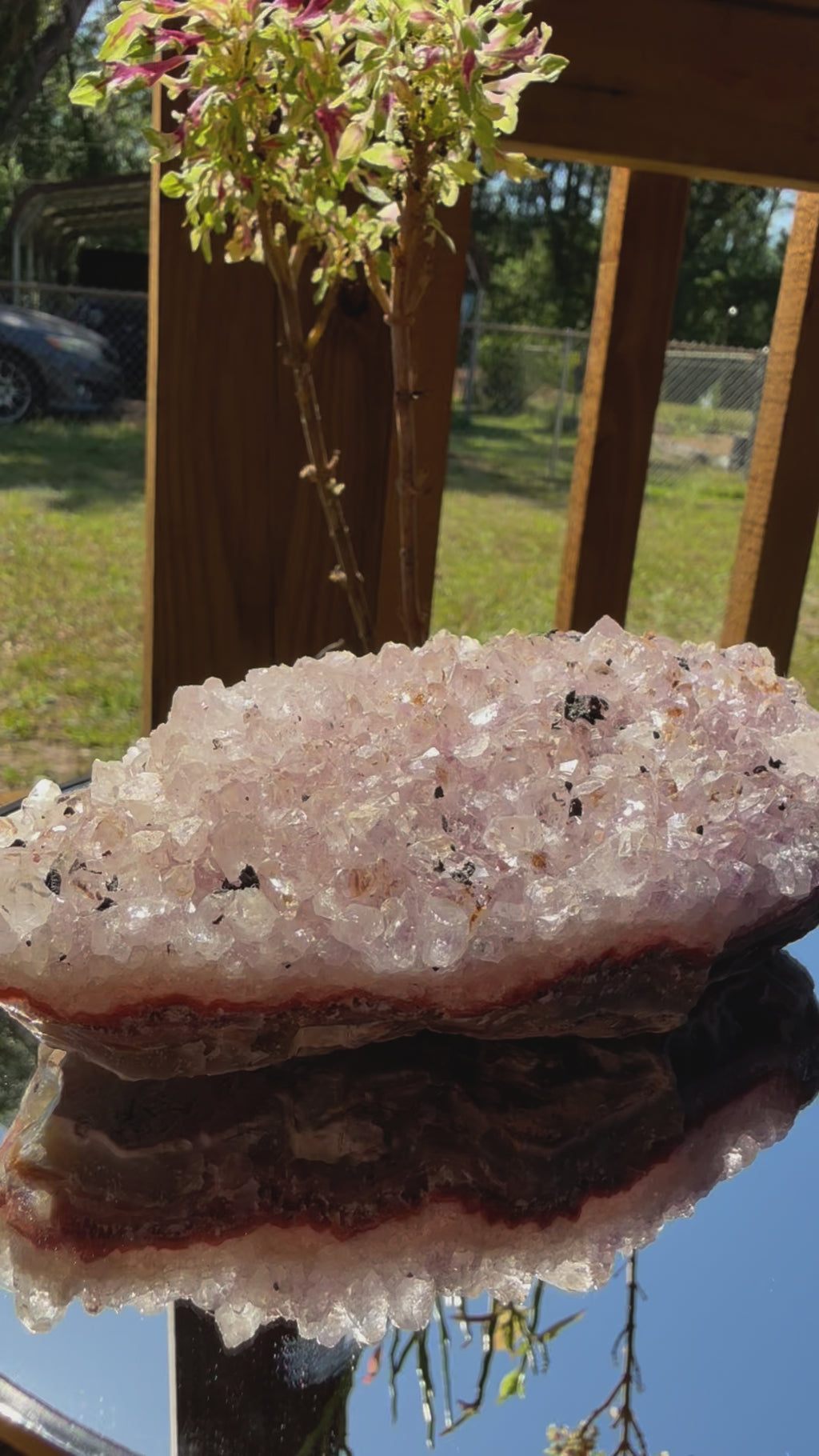 Pink amethyst cluster